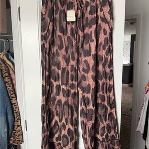 Free People Animal Print Wide-Leg Pants